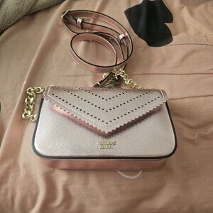 Victoria’s Secret Rose Metallic Envelope Flap Snap Crossbody Chain Bag